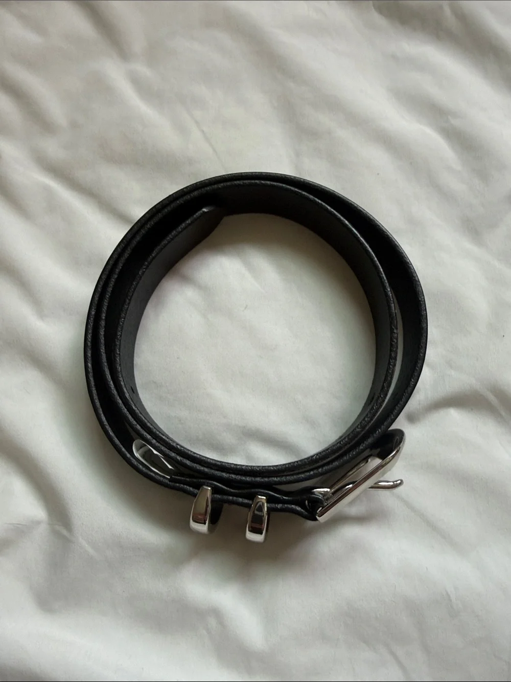 Banana Republic Black Leather Belt with Silver Buckle